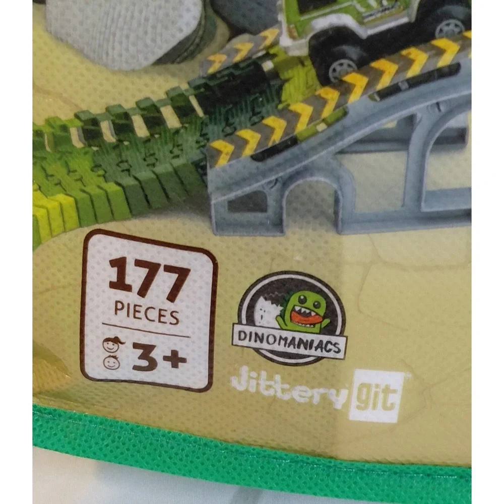 JitteryGit Dino's Journey Dinosaur Race Track Glow in Dark 177pc Carry Case